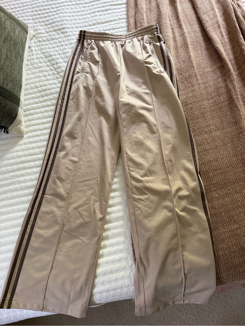 Adidas women firebird classic track pants/ Brown And Tan/ Size Small